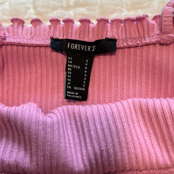 Pink Ribbed Tank Top Crop Top - Picture 3 of 3